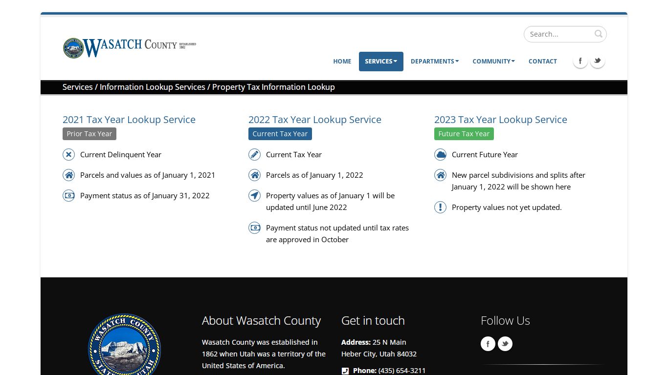 Wasatch County Government - Property Tax Lookup Service