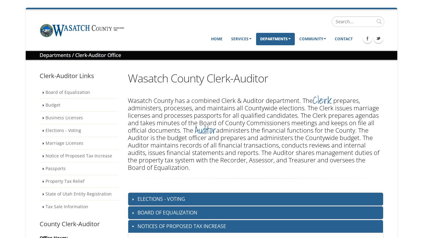 Wasatch County Government - Clerk Auditor