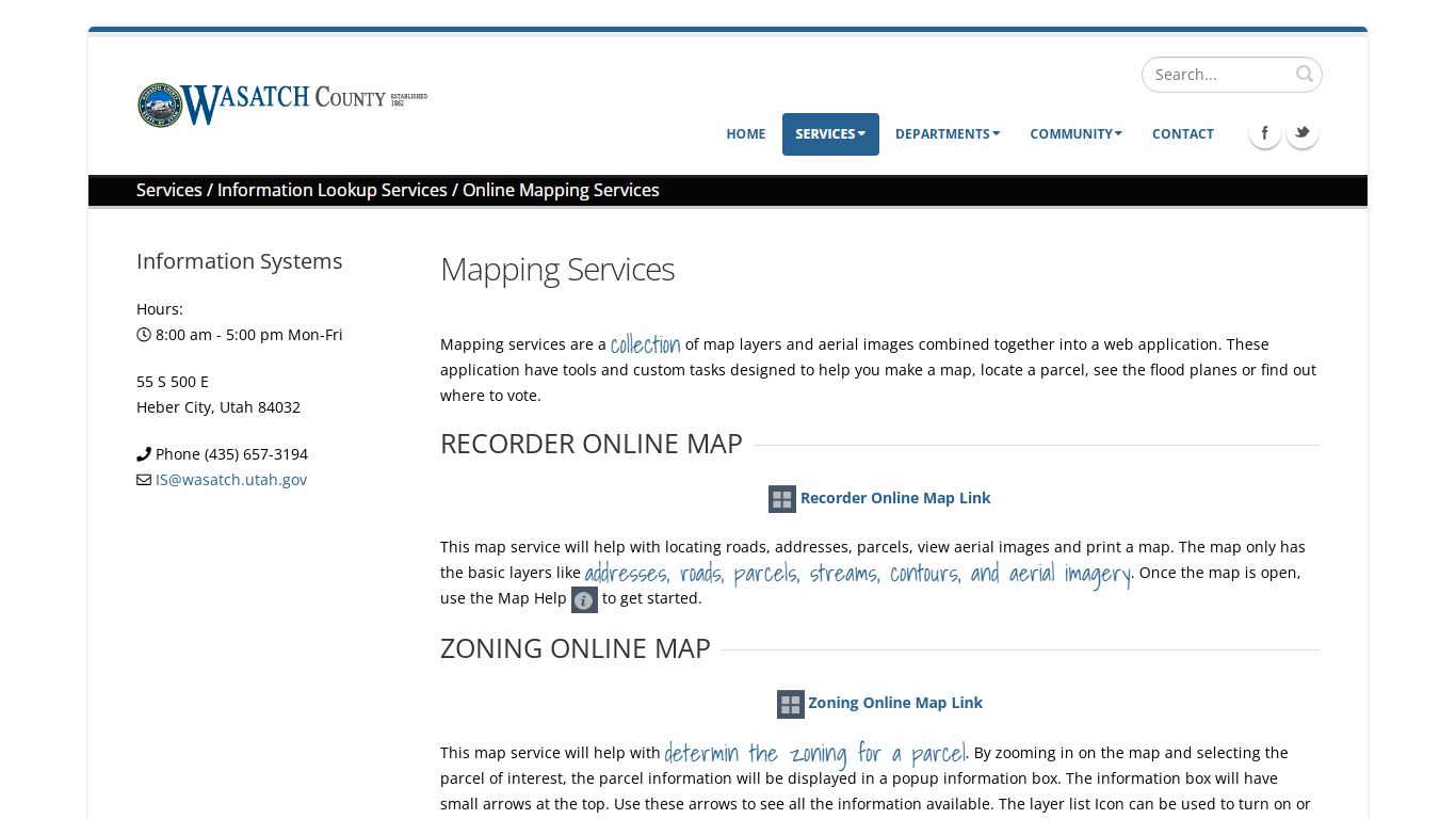 Wasatch County > Services > Information Lookup Services > Online ...